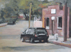 Street sight black car 9"x12"